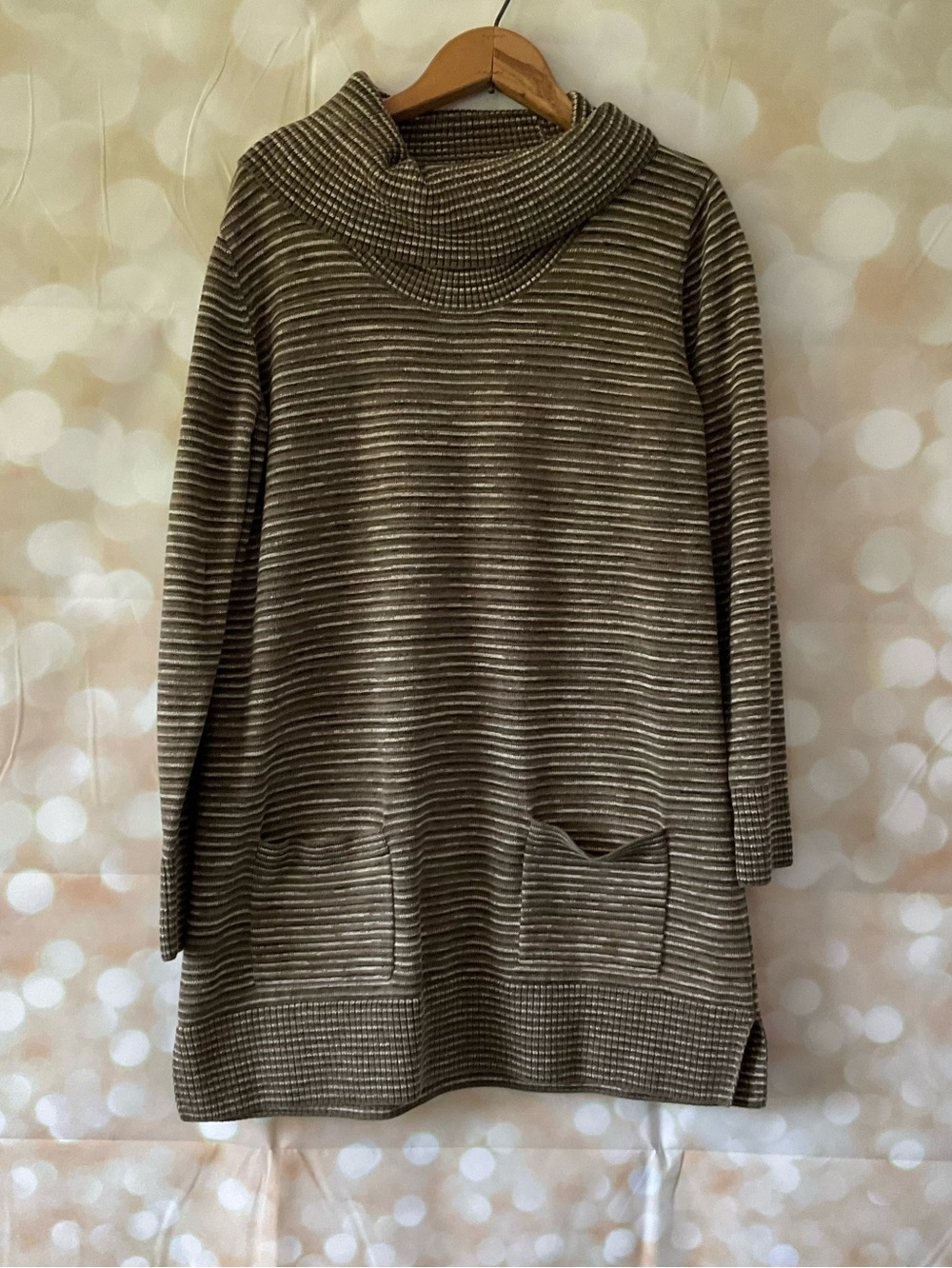 Eight eight eight Green Stripped Turtle Neck Sweater